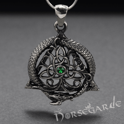 Handcrafted Tree and Serpent Gemmed Pendant - Sterling Silver