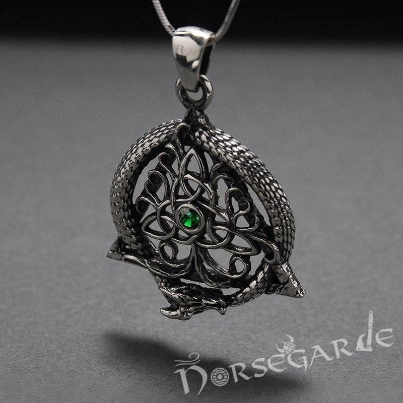 Handcrafted Tree and Serpent Gemmed Pendant - Sterling Silver