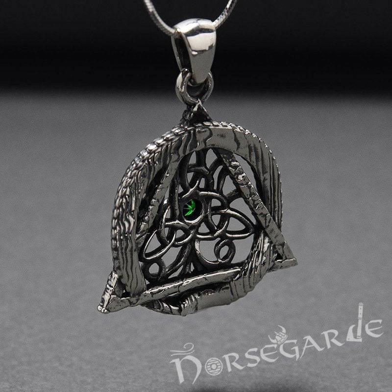 Handcrafted Tree and Serpent Gemmed Pendant - Sterling Silver