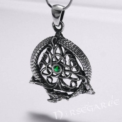 Handcrafted Tree and Serpent Gemmed Pendant - Sterling Silver