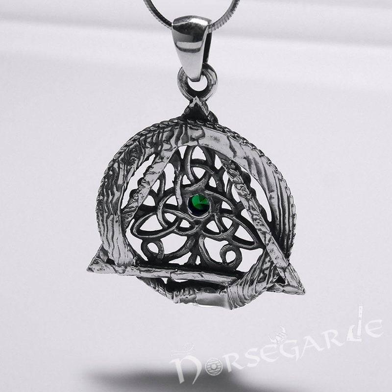Handcrafted Tree and Serpent Gemmed Pendant - Sterling Silver