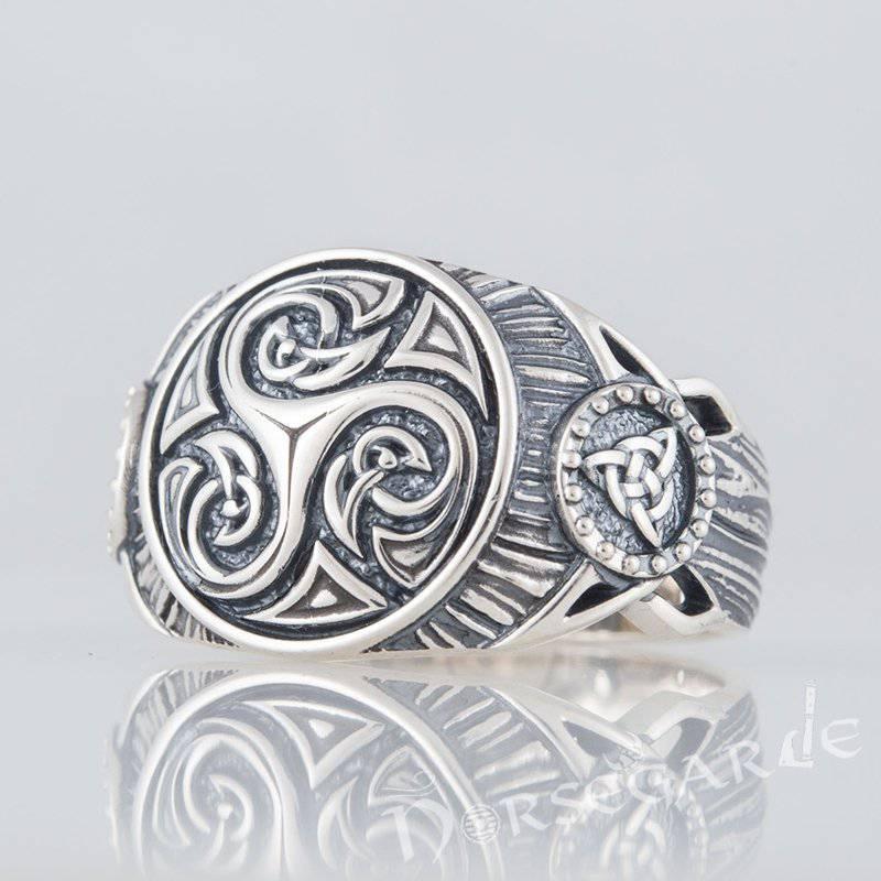 Handcrafted Triskelion Druid Signet Ring - Sterling Silver