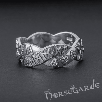 Handcrafted Twined Celtic Runes Band - Sterling Silver