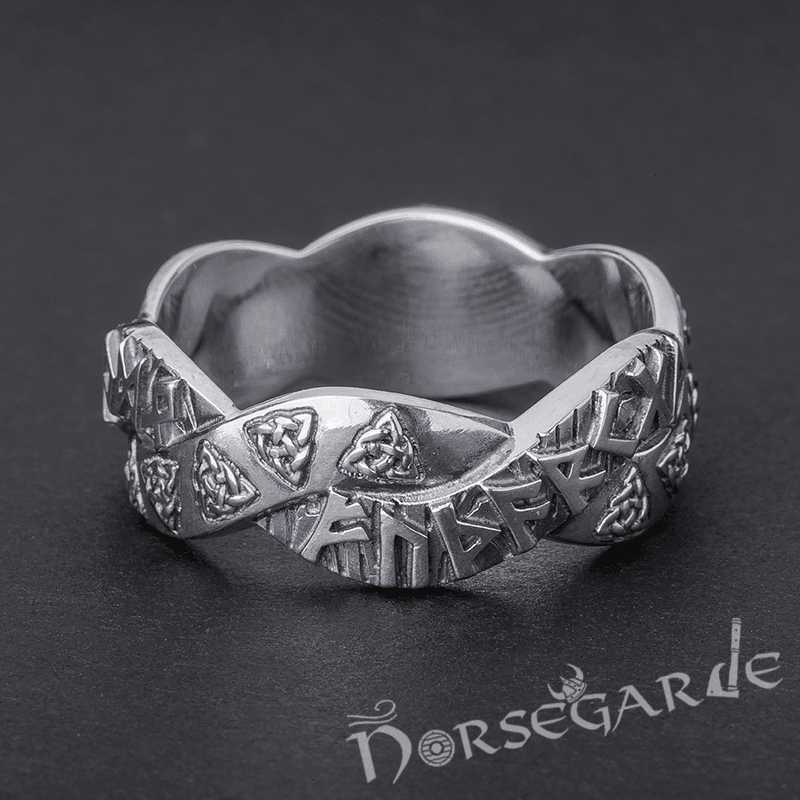 Handcrafted Twined Celtic Runes Band - Sterling Silver