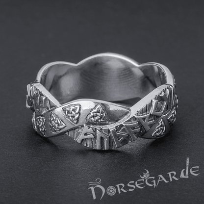 Handcrafted Twined Celtic Runes Band - Sterling Silver