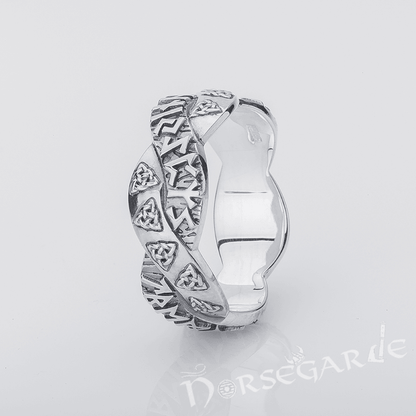 Handcrafted Twined Celtic Runes Band - Sterling Silver