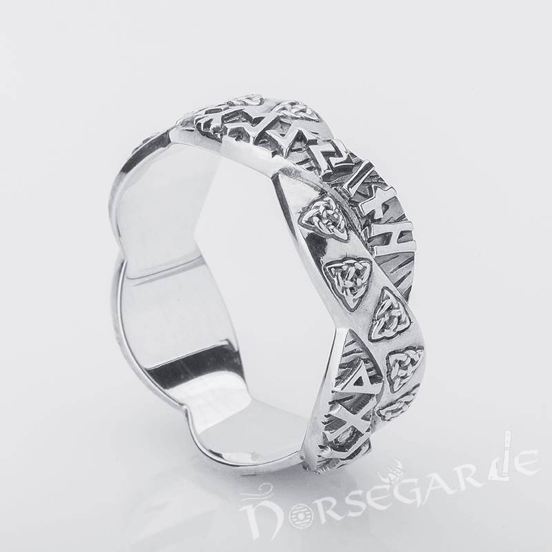 Handcrafted Twined Celtic Runes Band - Sterling Silver