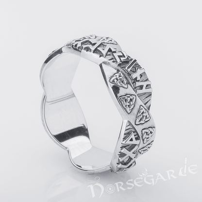 Handcrafted Twined Celtic Runes Band - Sterling Silver