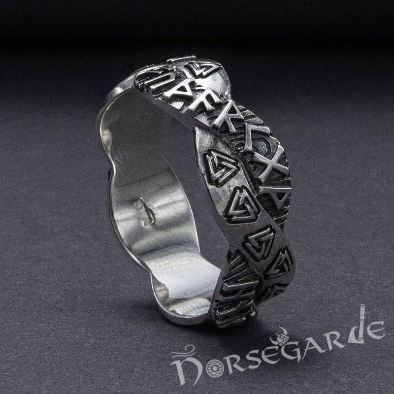 Handcrafted Twined Mystic Runes Band - Sterling Silver
