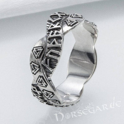 Handcrafted Twined Mystic Runes Band - Sterling Silver