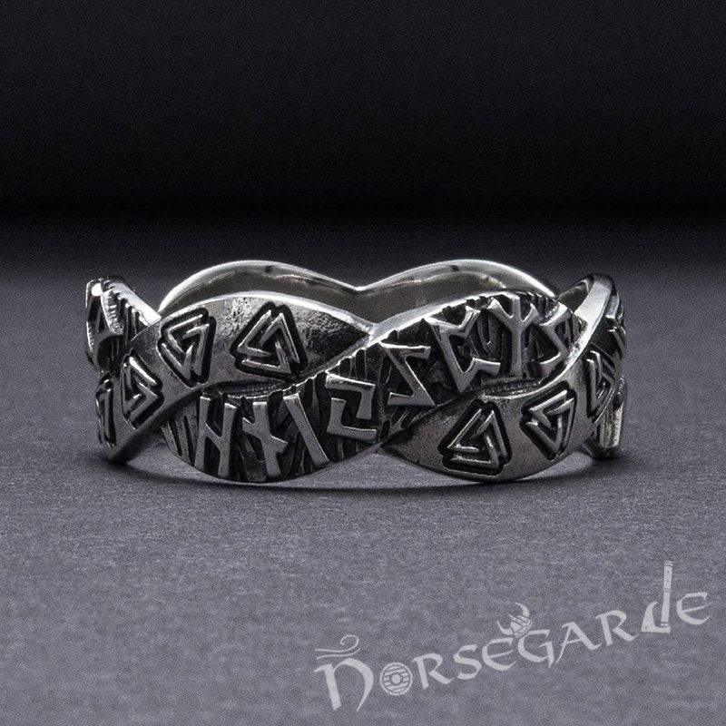 Handcrafted Twined Mystic Runes Band - Sterling Silver
