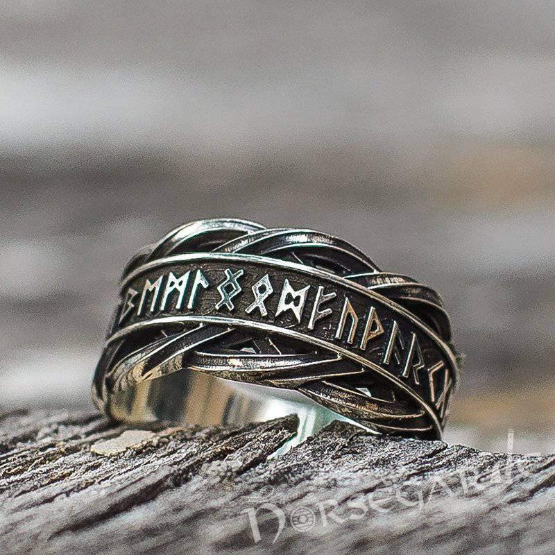Handcrafted Twisted Runic Band - Sterling Silver
