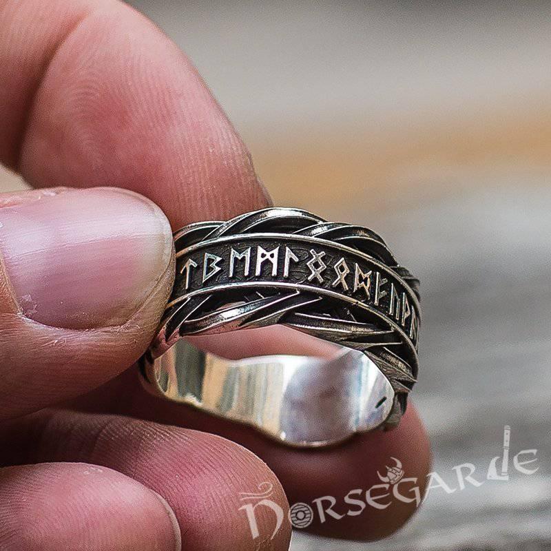 Handcrafted Twisted Runic Band - Sterling Silver