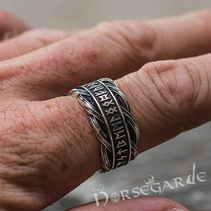 Handcrafted Twisted Runic Band - Sterling Silver