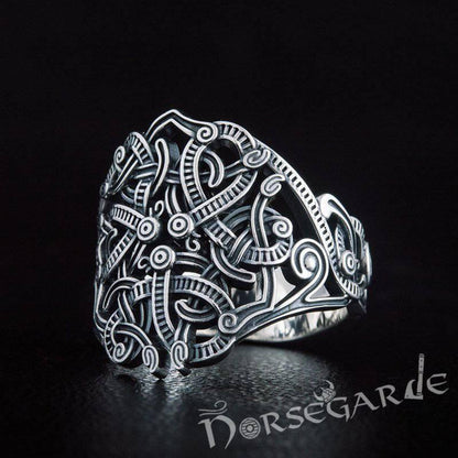 Handcrafted Urnes Art Ring - Sterling Silver