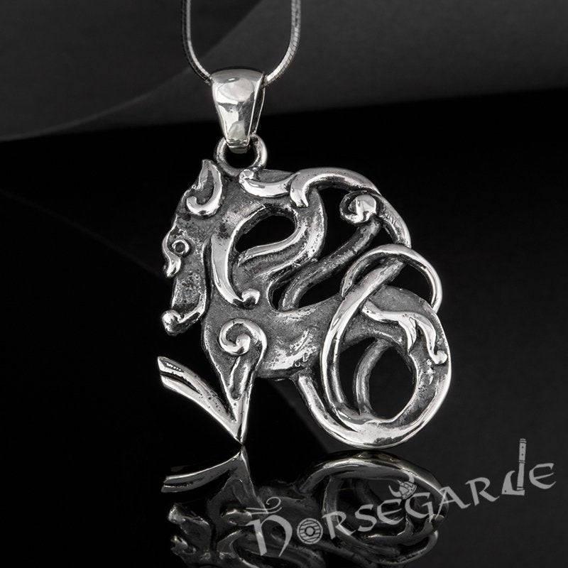 Handcrafted Urnes Art Wolf - Sterling Silver