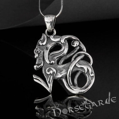 Handcrafted Urnes Art Wolf - Sterling Silver