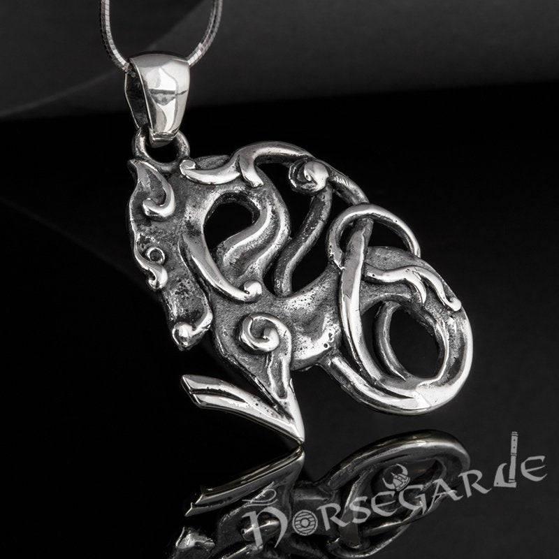 Handcrafted Urnes Art Wolf - Sterling Silver