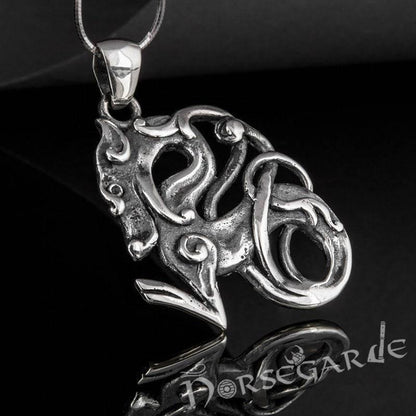 Handcrafted Urnes Art Wolf - Sterling Silver