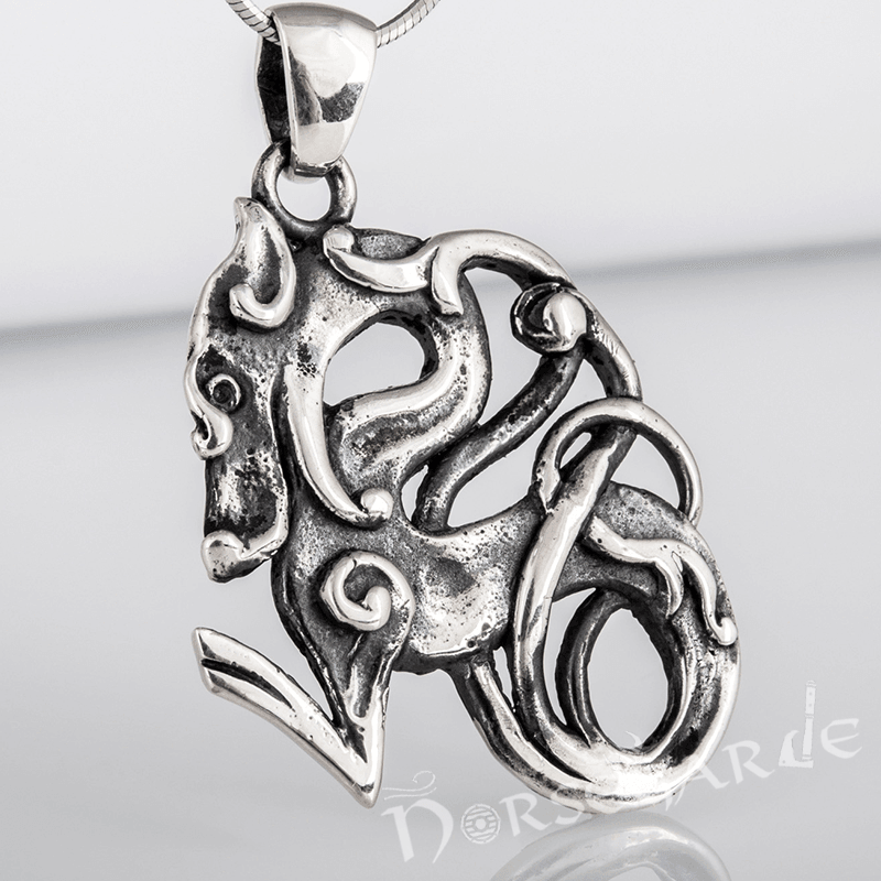 Handcrafted Urnes Art Wolf - Sterling Silver