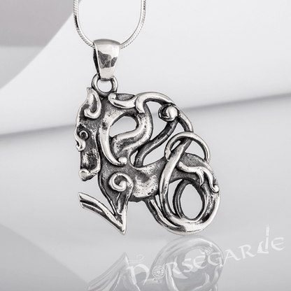 Handcrafted Urnes Art Wolf - Sterling Silver