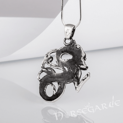 Handcrafted Urnes Art Wolf - Sterling Silver