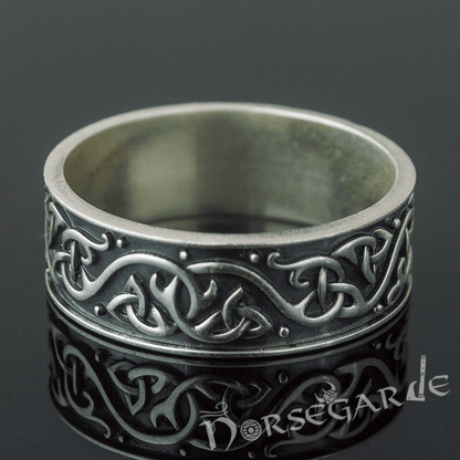 Handcrafted Urnes Inspired Decoration Band - Sterling Silver