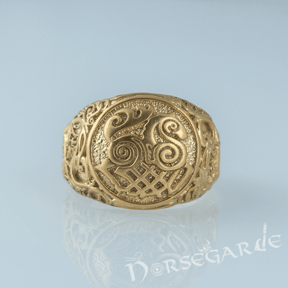 Handcrafted Urnes Style Sleipnir Ring - Gold