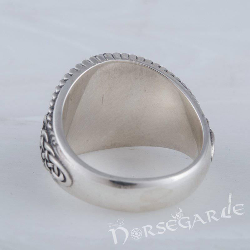 Handcrafted Valknut Braid Ornament Signet Ring - Sterling Silver