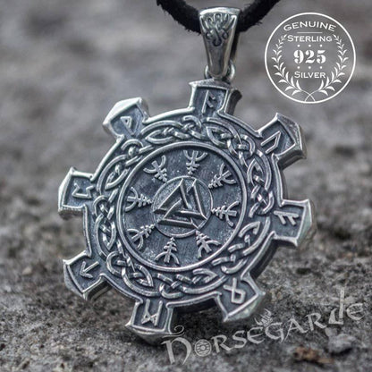 Handcrafted Valknut Compass Pendant - Sterling Silver