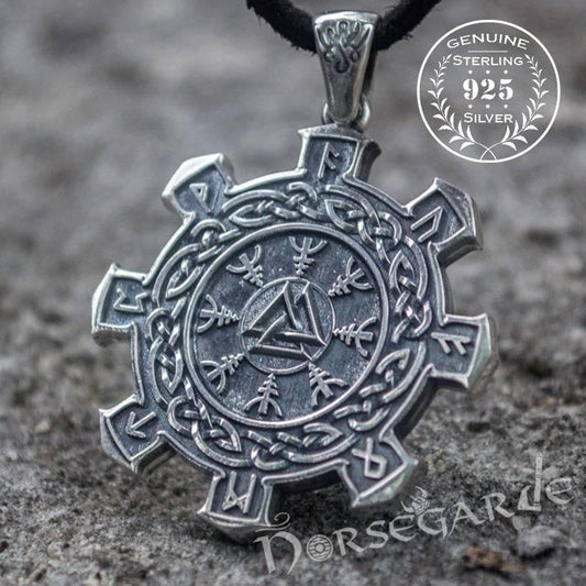 Handcrafted Valknut Compass Pendant - Sterling Silver