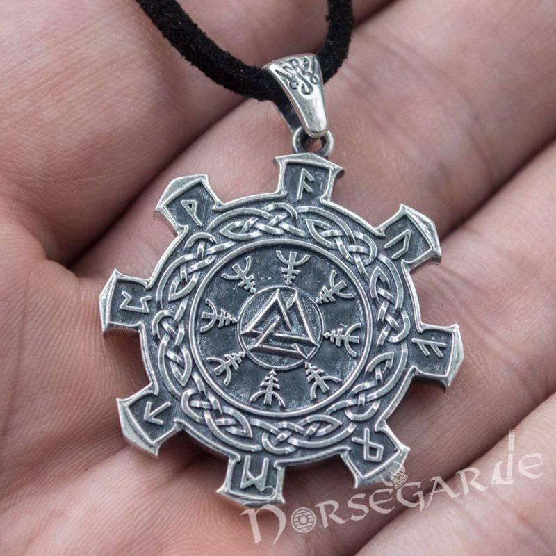 Handcrafted Valknut Compass Pendant - Sterling Silver