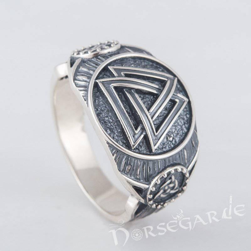 Handcrafted Valknut Druid Signet Ring - Sterling Silver
