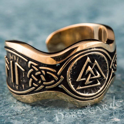 Handcrafted Valknut Ornamental Runic Band - Bronze