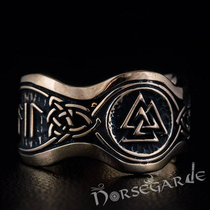 Handcrafted Valknut Ornamental Runic Band - Bronze