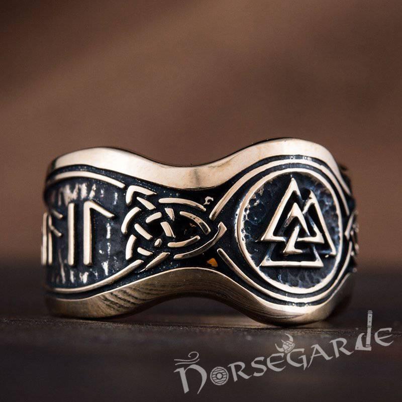Handcrafted Valknut Ornamental Runic Band - Bronze