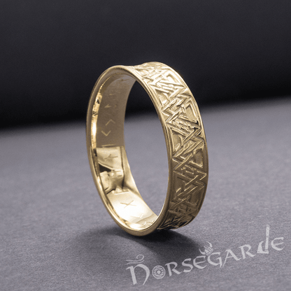Handcrafted Valknut Pattern Band - Gold