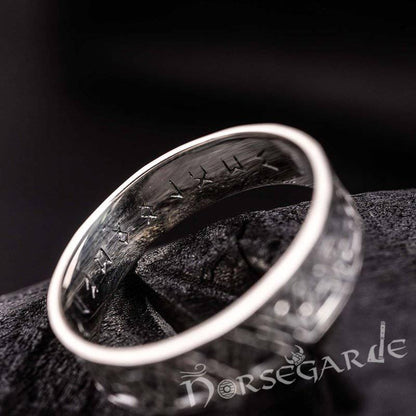 Handcrafted Valknut Pattern Band - Sterling Silver