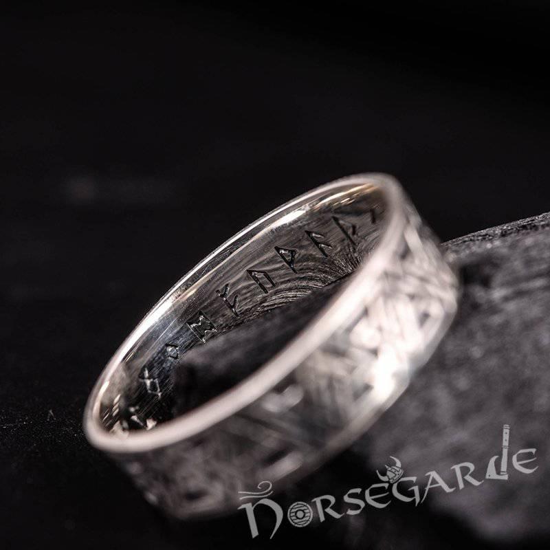 Handcrafted Valknut Pattern Band - Sterling Silver