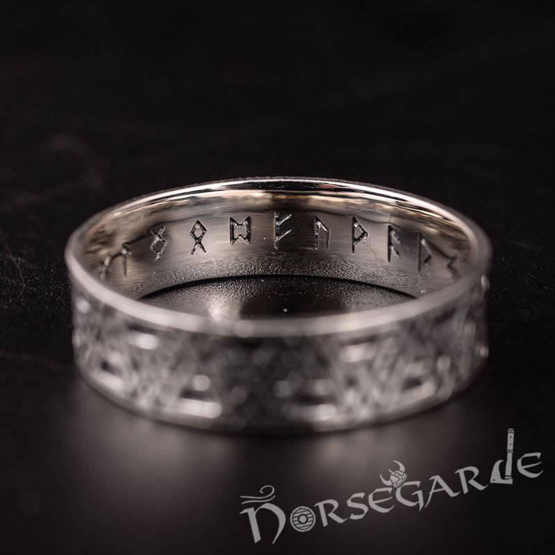 Handcrafted Valknut Pattern Band - Sterling Silver