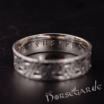 Handcrafted Valknut Pattern Band - Sterling Silver