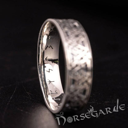 Handcrafted Valknut Pattern Band - Sterling Silver
