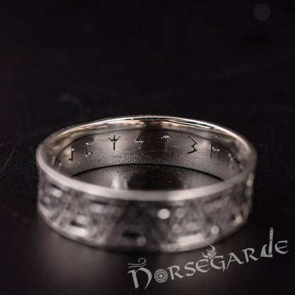 Handcrafted Valknut Pattern Band - Sterling Silver
