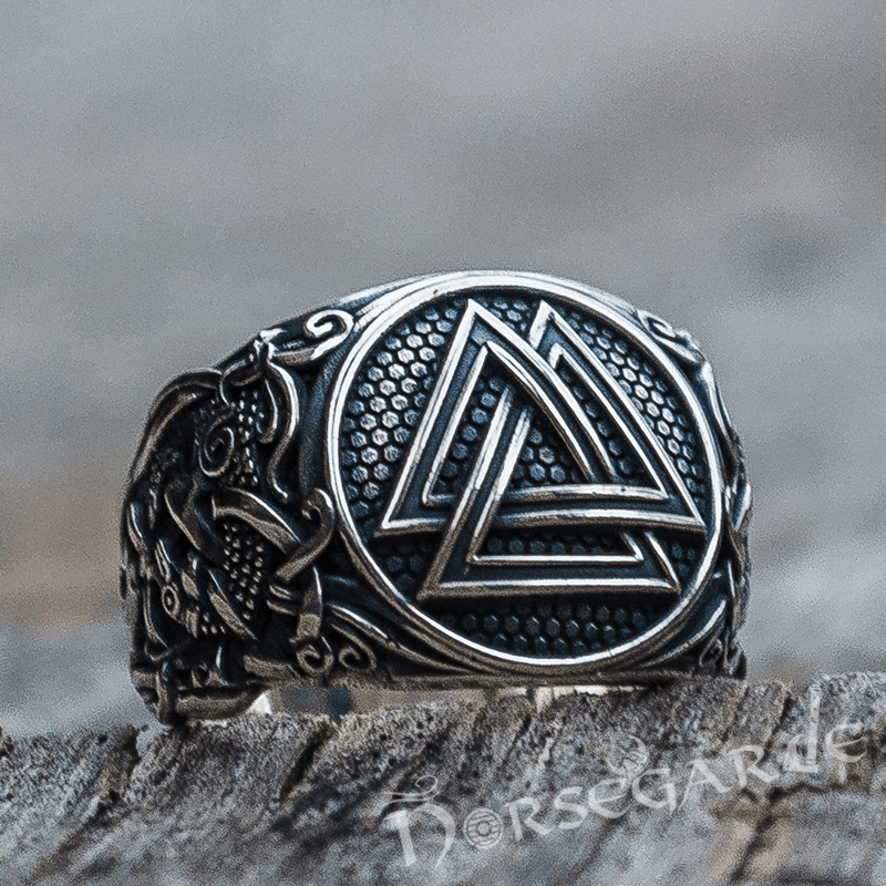 Handcrafted Valknut Rune Mammen Style Ring - Sterling Silver