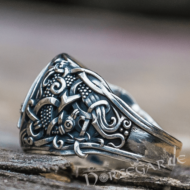 Handcrafted Valknut Rune Mammen Style Ring - Sterling Silver
