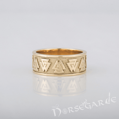 Handcrafted Valknut Runes Band - Gold