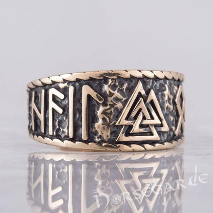 Handcrafted Valknut Runic Band - Bronze