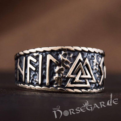 Handcrafted Valknut Runic Band - Bronze