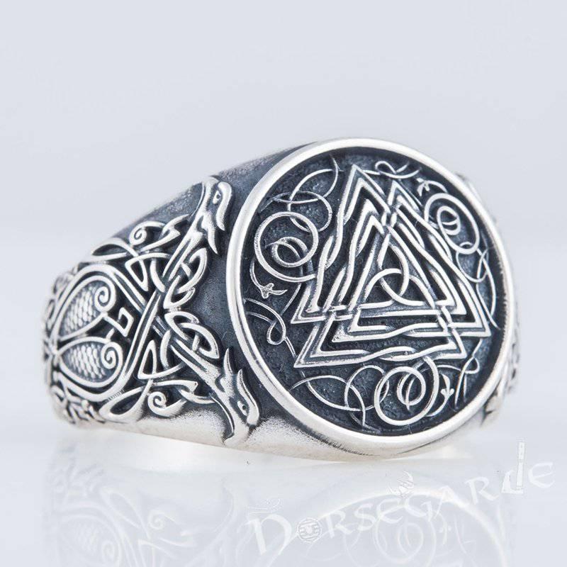Handcrafted Valknut Viking Ornament Ring - Sterling Silver