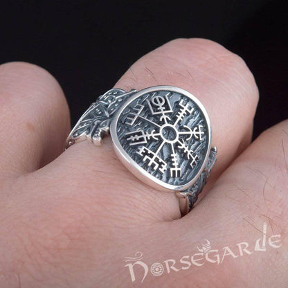 Handcrafted Vegvisir Jellinge Style Ring - Sterling Silver